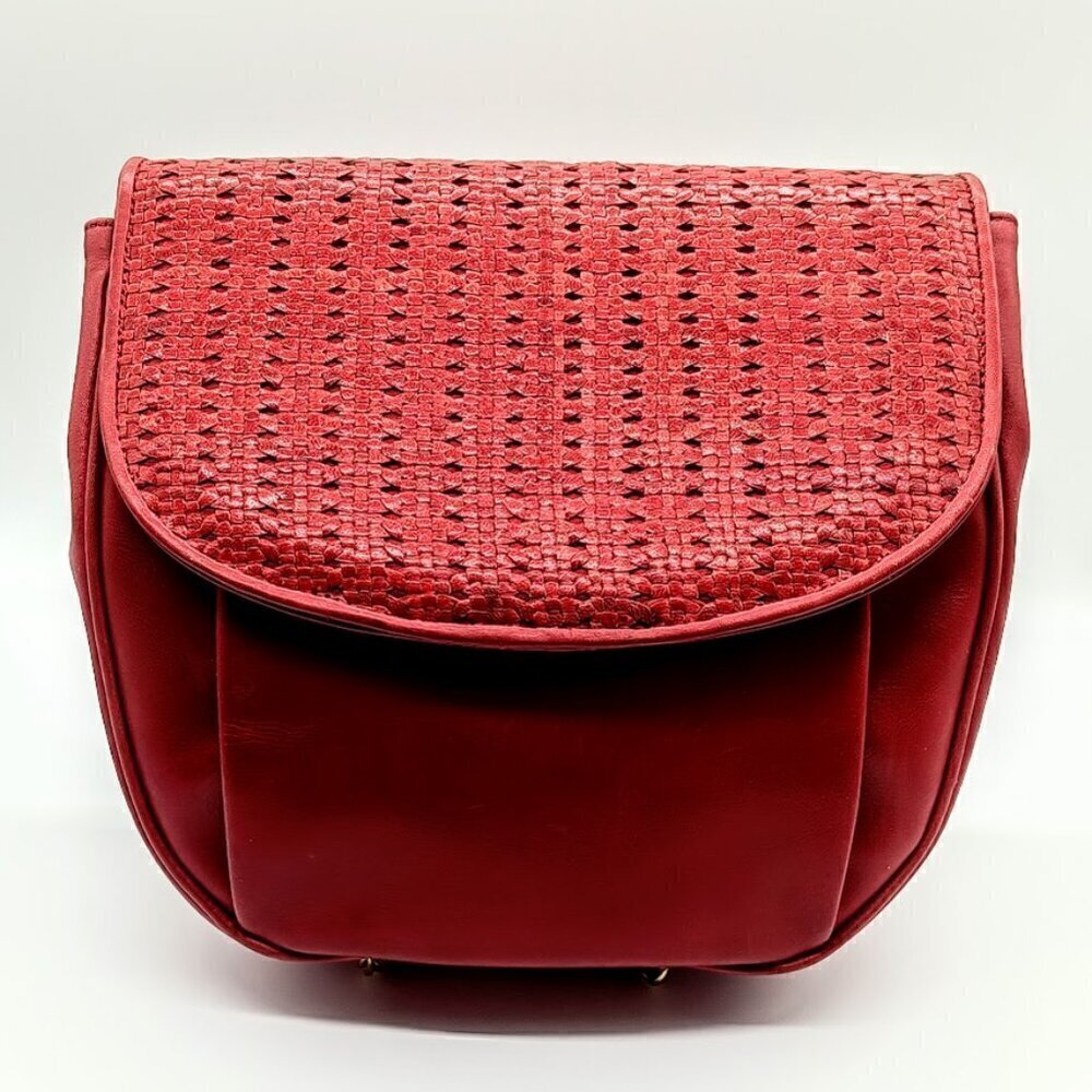 Vintage Red Woven Italian Leather Clutch Bag